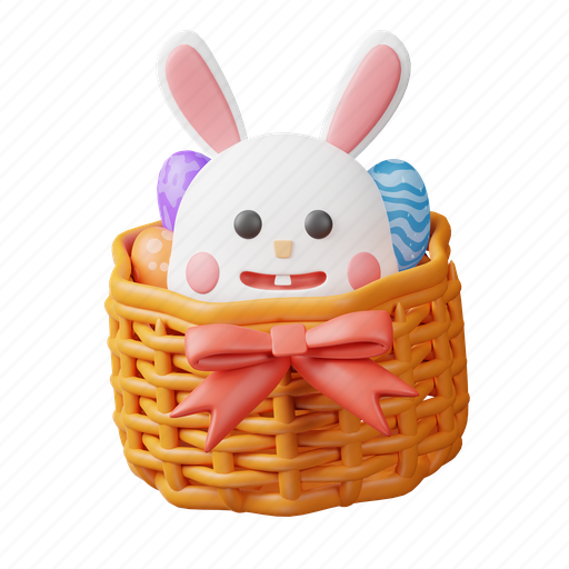 Basket, bunny, easter, religion, rabbit, event 3D illustration - Download on Iconfinder