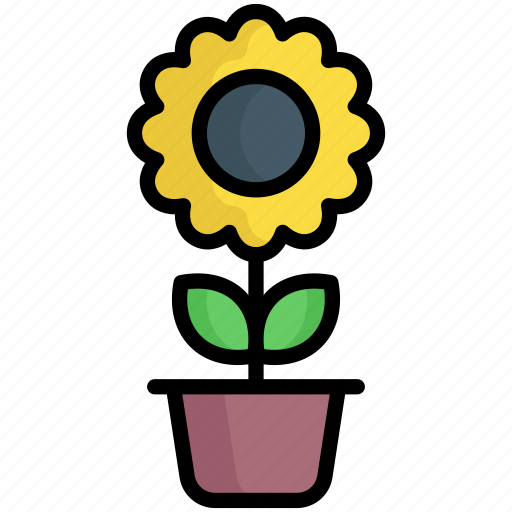 Sun flower, bloom, plant, flower pot, flower icon - Download on Iconfinder