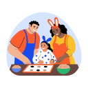 family baking, cooking, family, happy, easter 