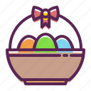 basket, bowl, decoration, easter, egg, eggs, ribbon