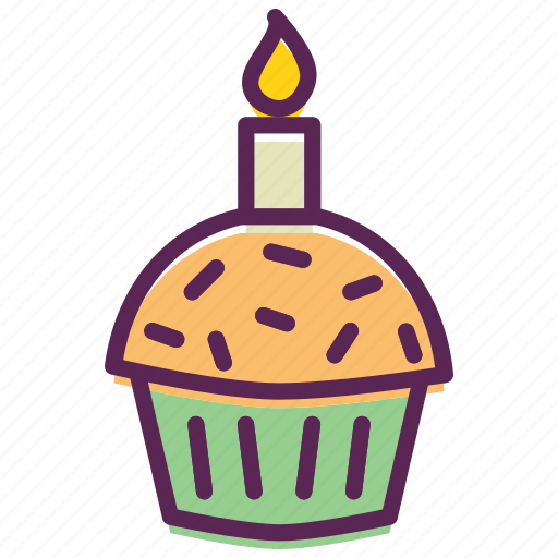 Cake, candle, cup, dessert, muffin, pastry, hygge icon - Download on Iconfinder