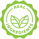 real ingredients, green, stamp, label 
