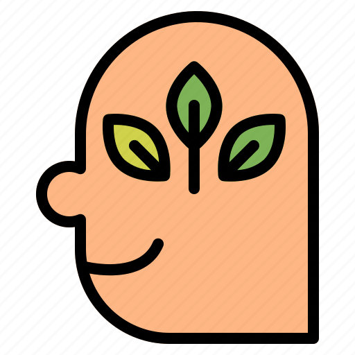 Green, head, human, leave, mind, thinking icon - Download on Iconfinder