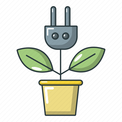 Agricultural, agriculture, cartoon, electric, plant, plug, pot icon - Download on Iconfinder