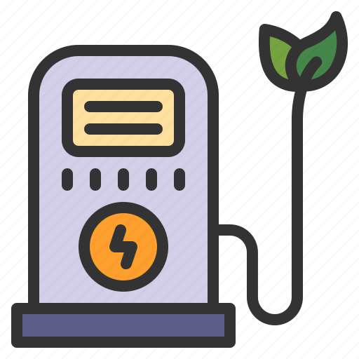 Electric, charge, station, leaf, car, energy, ecology and environment icon - Download on Iconfinder