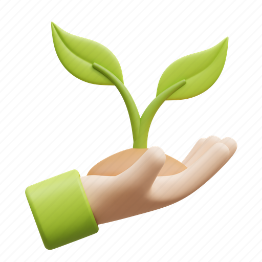 Save, plant, growth, hand, nature, ecology, environment 3D illustration - Download on Iconfinder