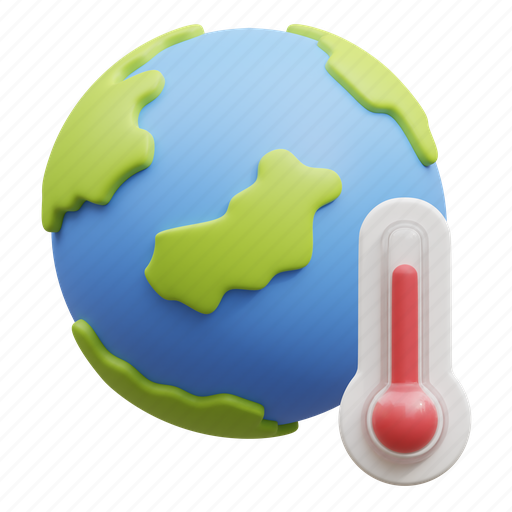 Global warming, global boiling, climate change, thermometer, earth, ecology, environment 3D illustration - Download on Iconfinder