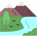 mountain, lake, nature, water, river, landscape