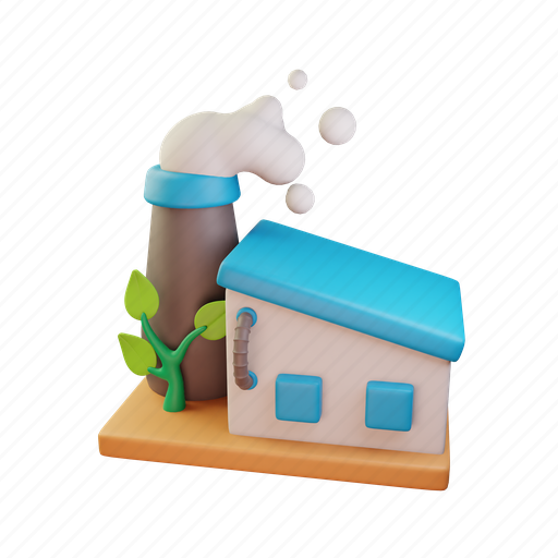 Factory, ecology, green, globe, earth, earth day, nature 3D illustration - Download on Iconfinder