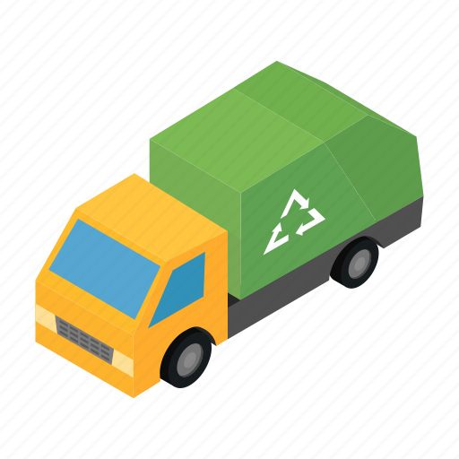 Business, garbage, green, isometric, transportation, truck, vehicle icon - Download on Iconfinder