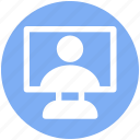 desktop, monitor, pc, screen, user, video chat discus