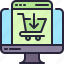 ecommerce, online, shop, website, monitor, cart 
