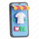 mobile, shopping, 3d icon, 3d illustration, 3d render, smartphone, online shopping, e-commerce, buy, purchase 