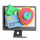 security, payment, 3d icon, 3d illustration, 3d render 
