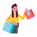 shopper, shopping woman, buyer, purchaser, shopping sale