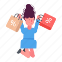 shopper, shopping woman, buyer, purchaser, shopping sale