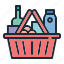 groceries, basket, cart, bag, ecommerce, market place, shopping 