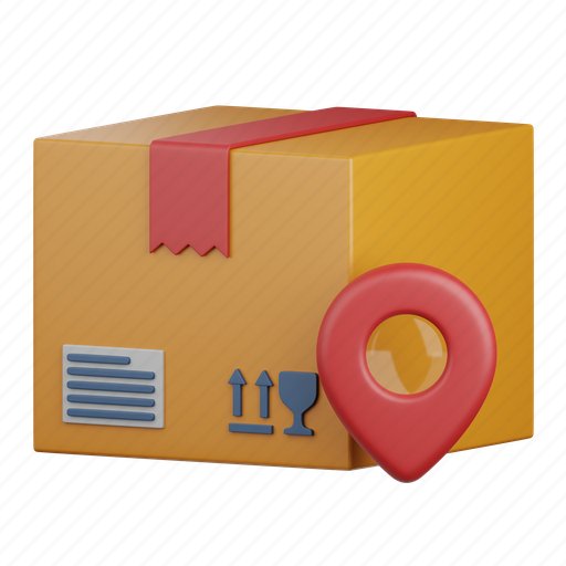 Delivery, location, cargo, package, gps, pin, navigation 3D illustration - Download on Iconfinder