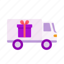 ecommerce, delivery, parcel, gift box, truck