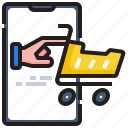 ecommerce, trolley, delivery, mobile, shop, smartphone, hand 