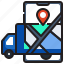 ecommerce, smartphone, delivery, truck, transportation, location, pinmap 