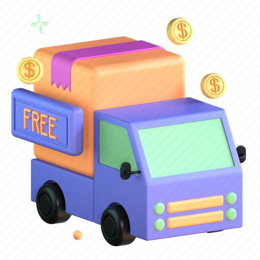 Free, delivery, lorry, truck 3D illustration - Download on Iconfinder