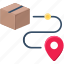 package delivered, deliver, tracking, box, map pointer, ecommerce, shopping, online, destination 