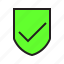 check, ecommerce, filled, product, protected, secure, shield 