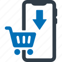 mobile, cart, online, shop, shopping 
