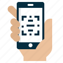 bar code, mobile, qr code, scan, hand, smartphone