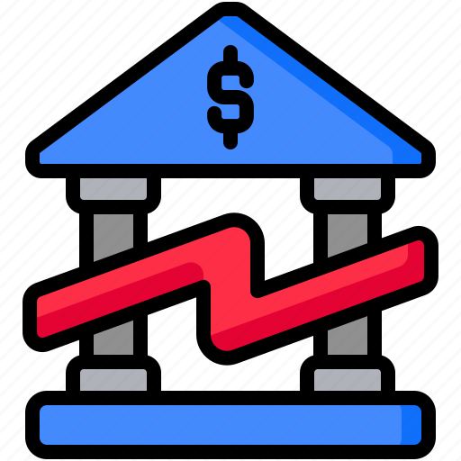 Banking, crisis, bank, down, bankruptcy, recession icon - Download on Iconfinder