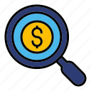 magnifying, search, money, currency