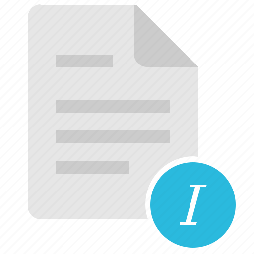 Doc, document, file, format, italic, text icon - Download on Iconfinder