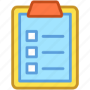 checklist, clipboard, list, memo, to do