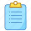 clipboard, list, memo, notation, note 
