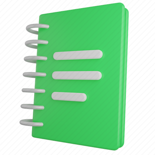 Note, document, sheet, notebook, diary, book, binder 3D illustration - Download on Iconfinder