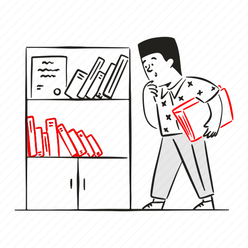 Book, library, closet, learning, study, school, books illustration - Download on Iconfinder