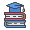 iconset, education, filled, cap, graduation cap, book, school, university, learning