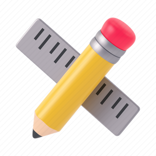 Pencil, and, ruler, education, write, school, business 3D illustration - Download on Iconfinder