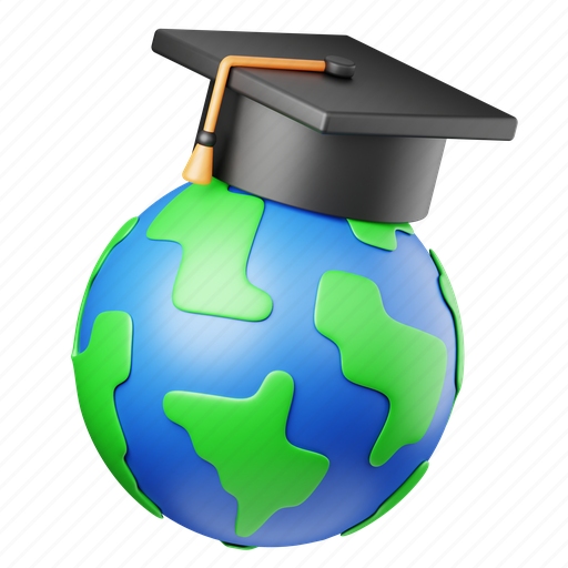 Global education, education, graduation, university, science, school 3D illustration - Download on Iconfinder