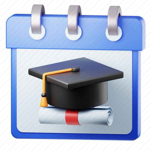 Graduation date, date, graduation, event, education, school 3D illustration - Download on Iconfinder