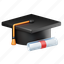 graduation hat, diploma, graduation, education, certificate, study 