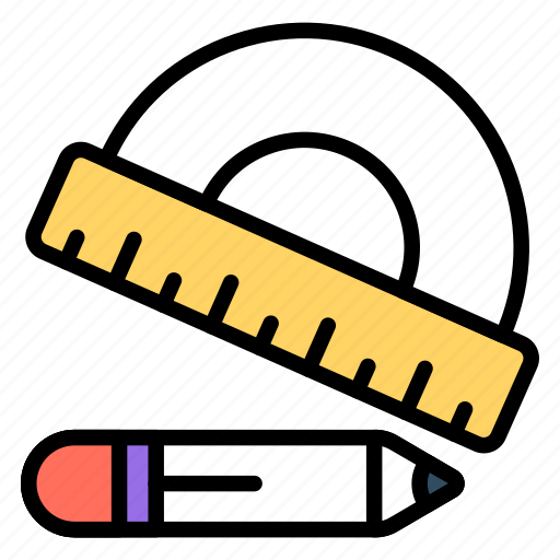 Drafting, protractor, pencil, geometry, stationery icon - Download on Iconfinder