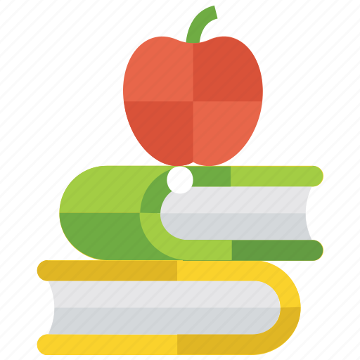 Books with apple, education, knowledge, learning, library, literature icon - Download on Iconfinder