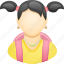 education, girl, pigtails, pupil, schoolbag, student, woman 