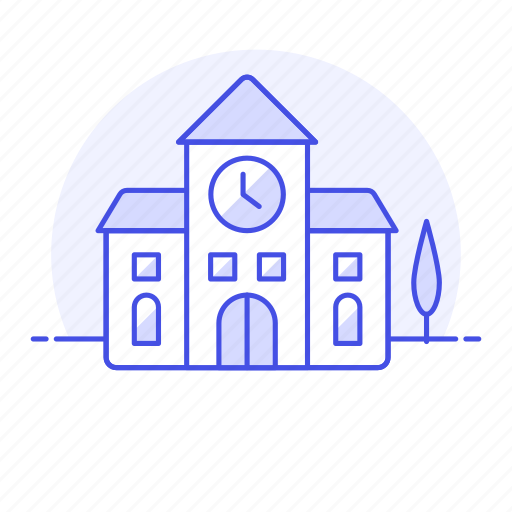Building, clock, countryside, education, field, school, town icon - Download on Iconfinder