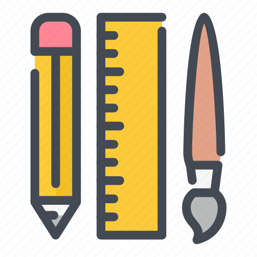 Pen, pencil, ruler, brush, paint, art, education icon - Download on Iconfinder