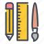 pen, pencil, ruler, brush, paint, art, education 
