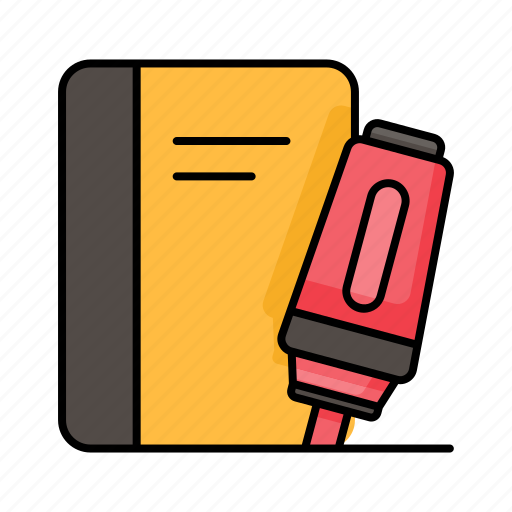 Education, book, highlighter, marker, undeline, school, stationary icon - Download on Iconfinder
