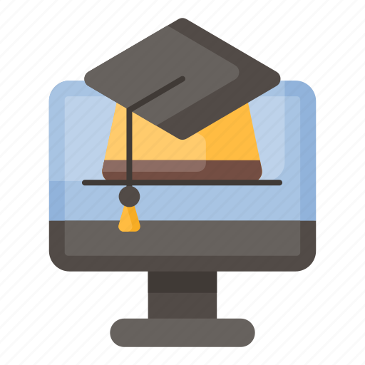 Education, online school, elearning, online, monitor, graduation hat icon - Download on Iconfinder